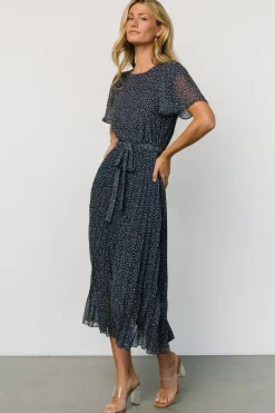 Baltic Born Prim Pleated Dress | Navy Print