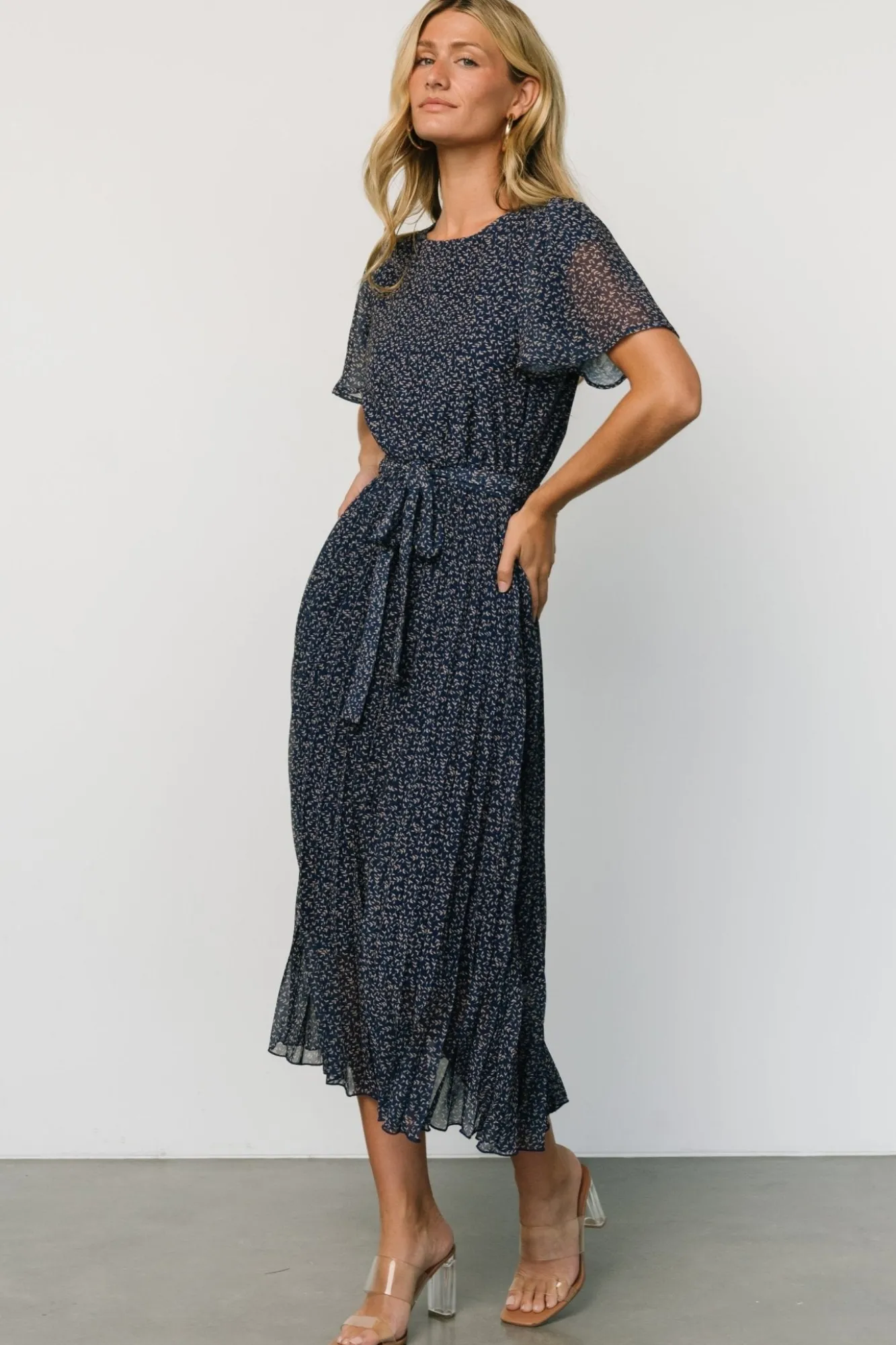 Baltic Born Prim Pleated Dress | Navy Print