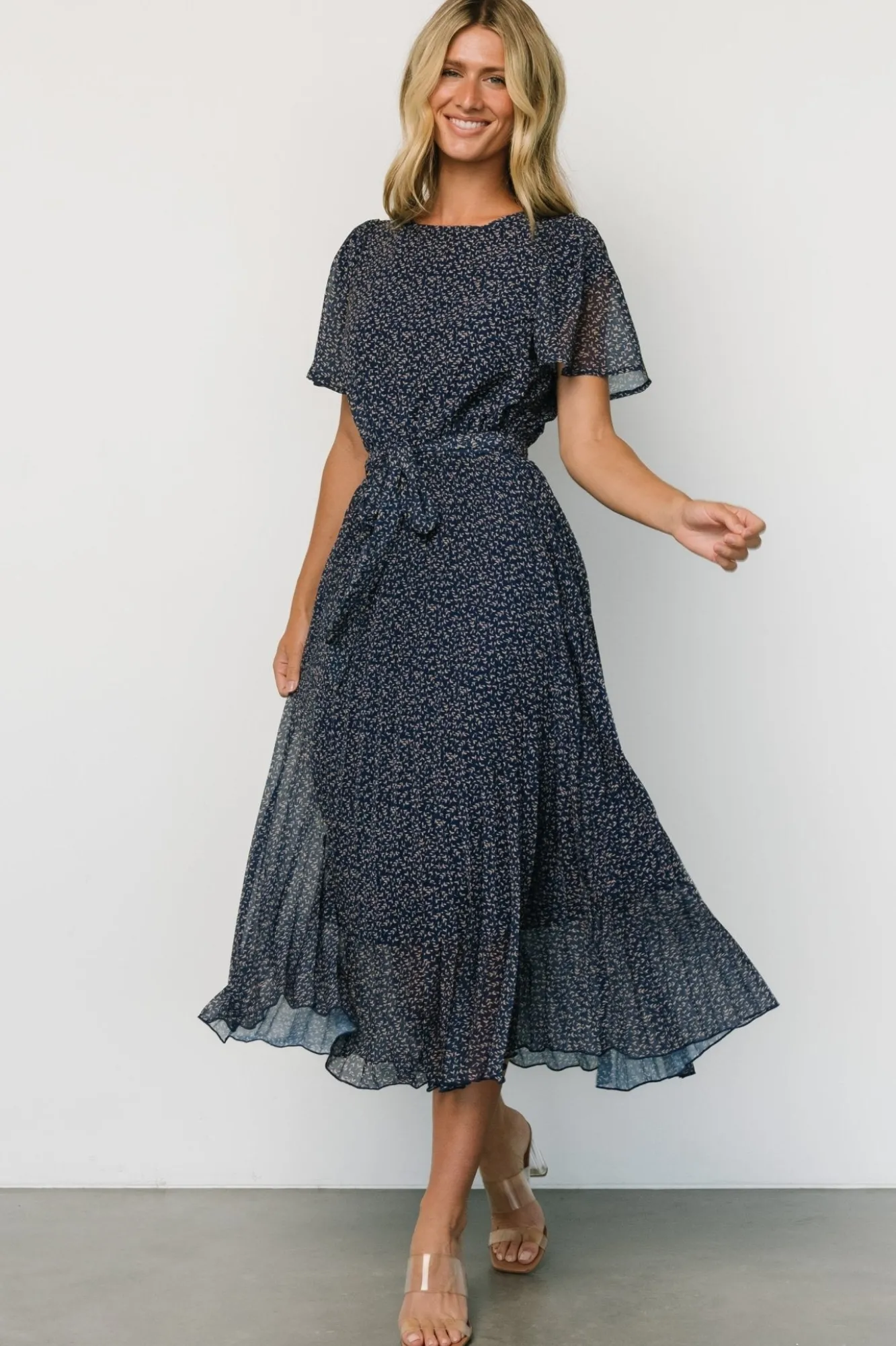Baltic Born Prim Pleated Dress | Navy Print