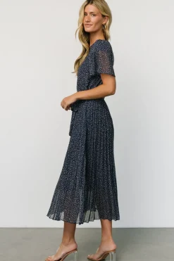 Baltic Born Prim Pleated Dress | Navy Print