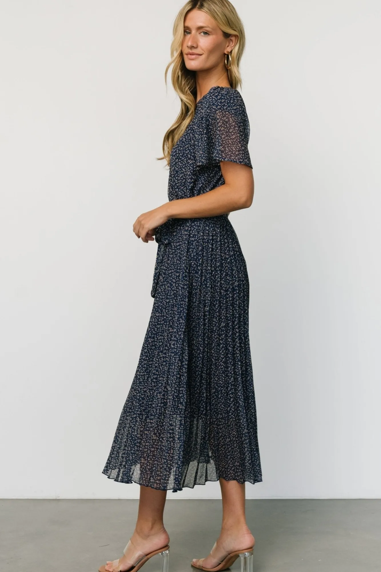 Baltic Born Prim Pleated Dress | Navy Print