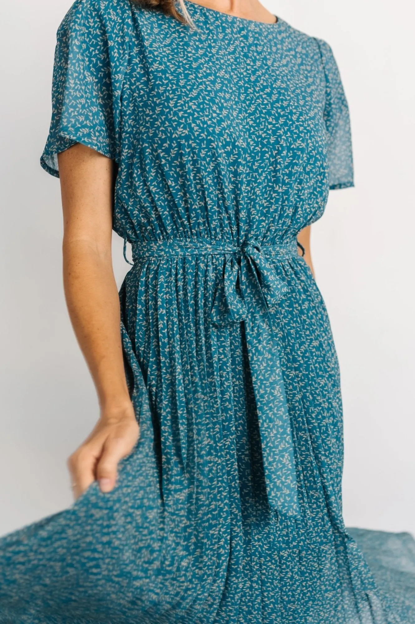 Baltic Born Prim Pleated Dress | Persian Blue Print