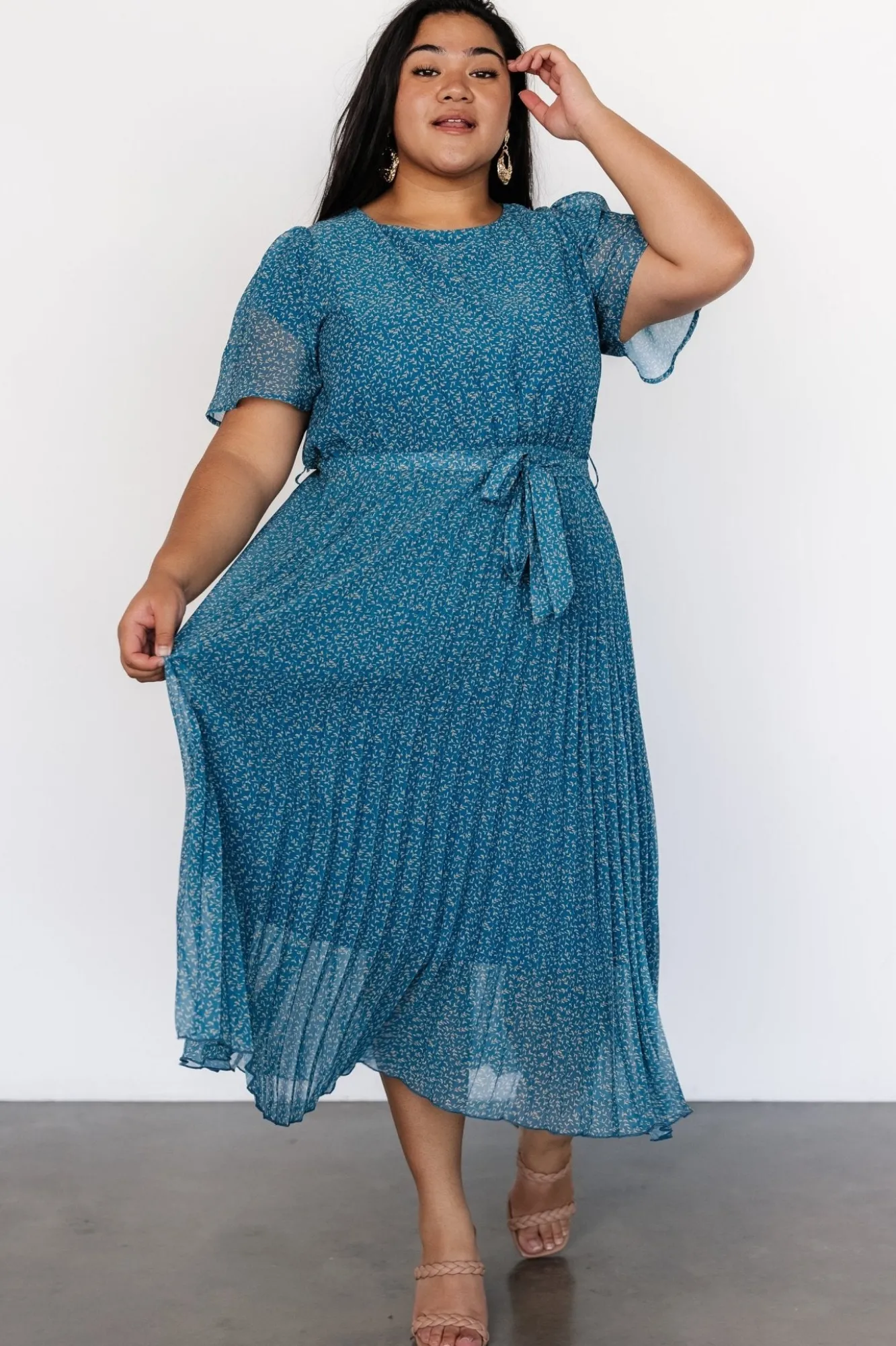 Baltic Born Prim Pleated Dress | Persian Blue Print