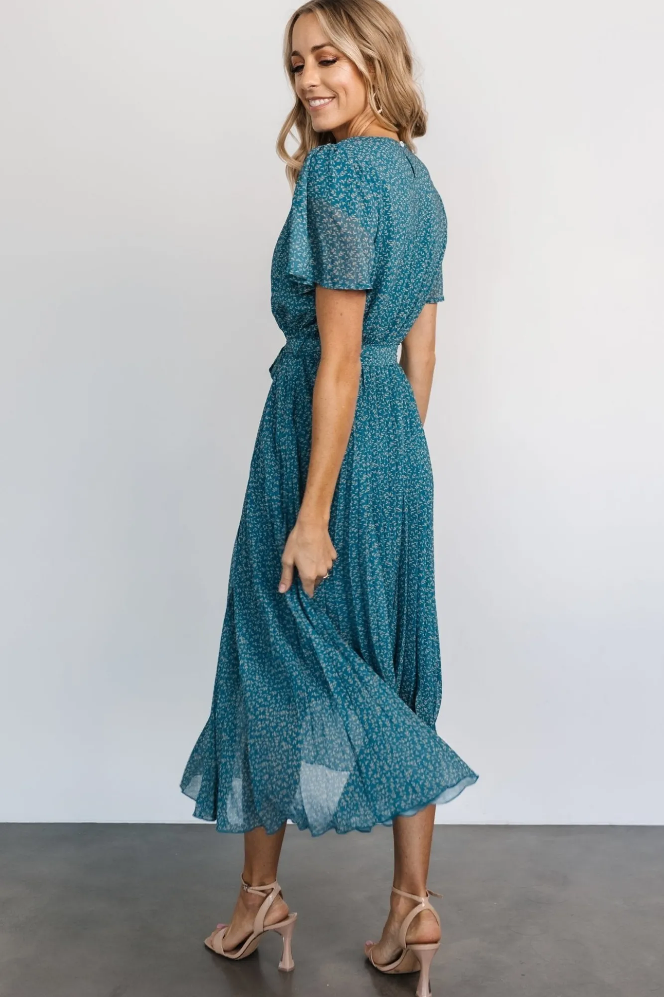 Baltic Born Prim Pleated Dress | Persian Blue Print