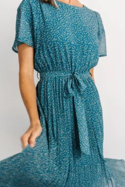 Baltic Born Prim Pleated Dress | Persian Blue Print