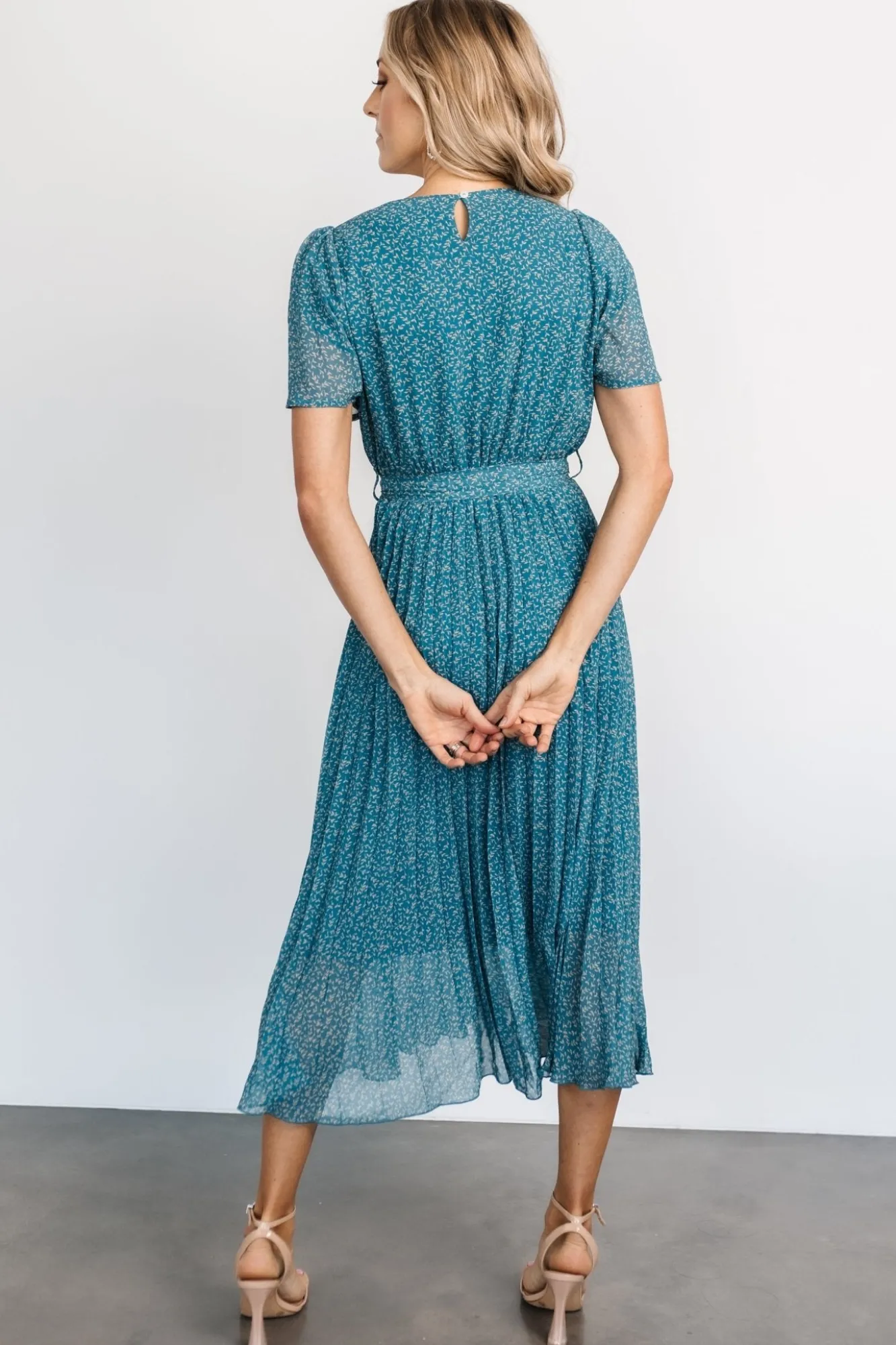 Baltic Born Prim Pleated Dress | Persian Blue Print