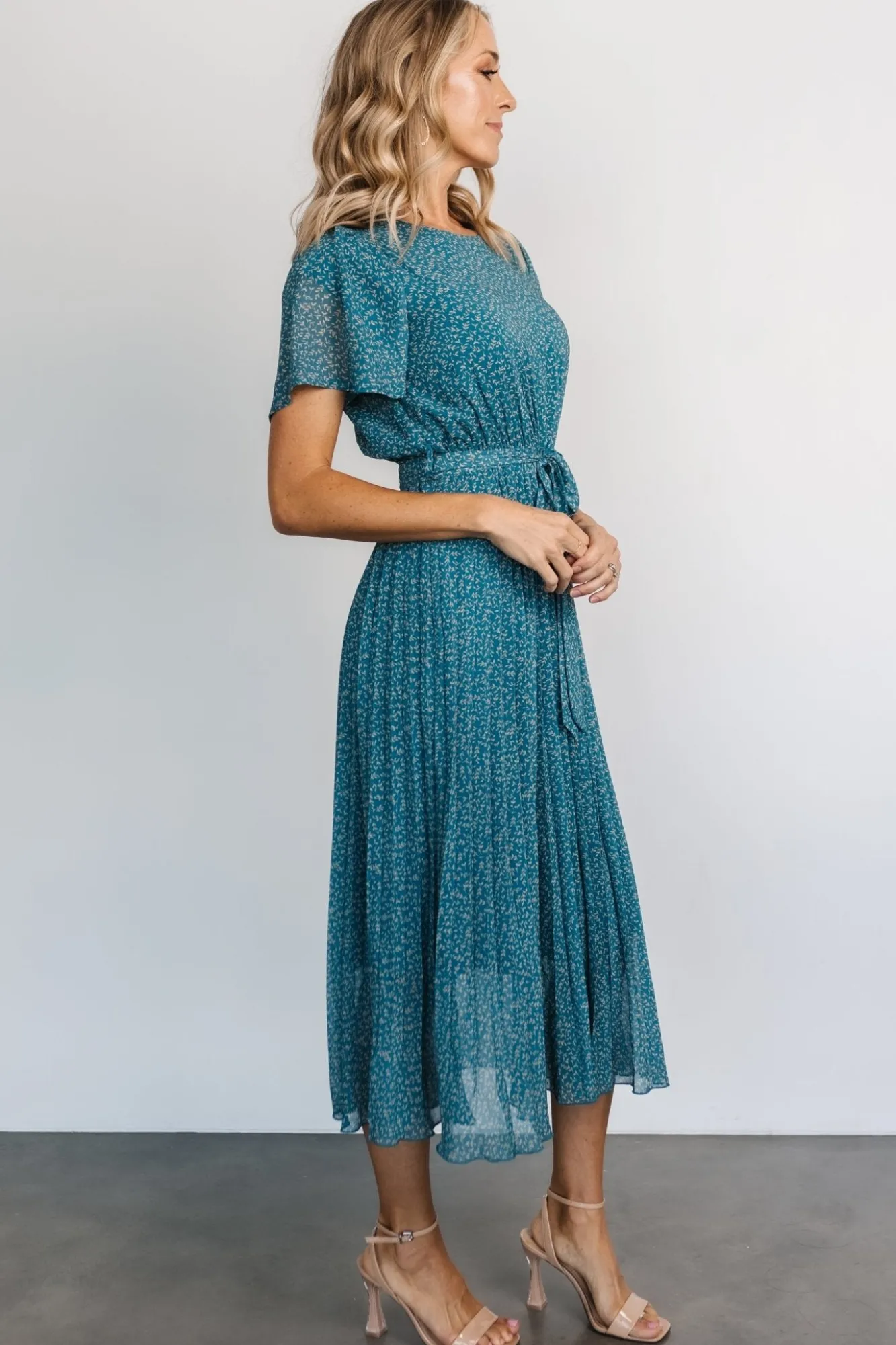 Baltic Born Prim Pleated Dress | Persian Blue Print