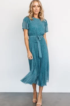 Baltic Born Prim Pleated Dress | Persian Blue Print