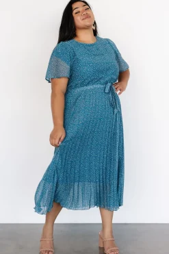 Baltic Born Prim Pleated Dress | Persian Blue Print