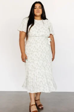 Baltic Born Prim Pleated Dress | Vintage Olive Print