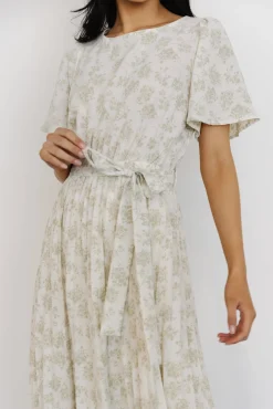 Baltic Born Prim Pleated Dress | Vintage Olive Print