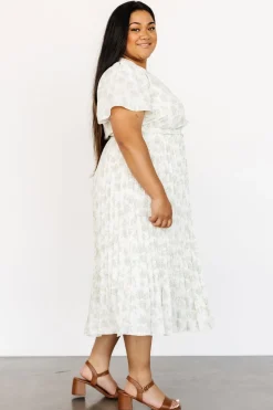 Baltic Born Prim Pleated Dress | Vintage Olive Print