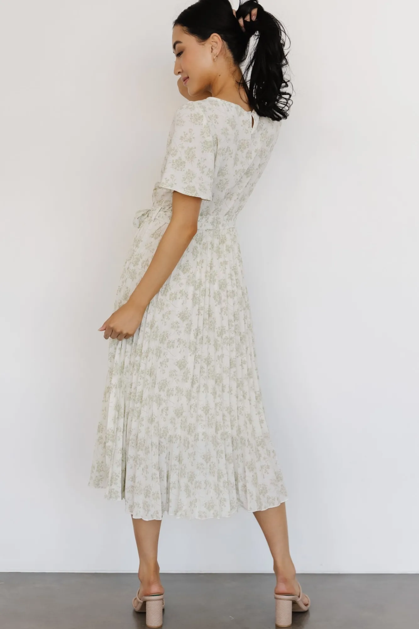Baltic Born Prim Pleated Dress | Vintage Olive Print