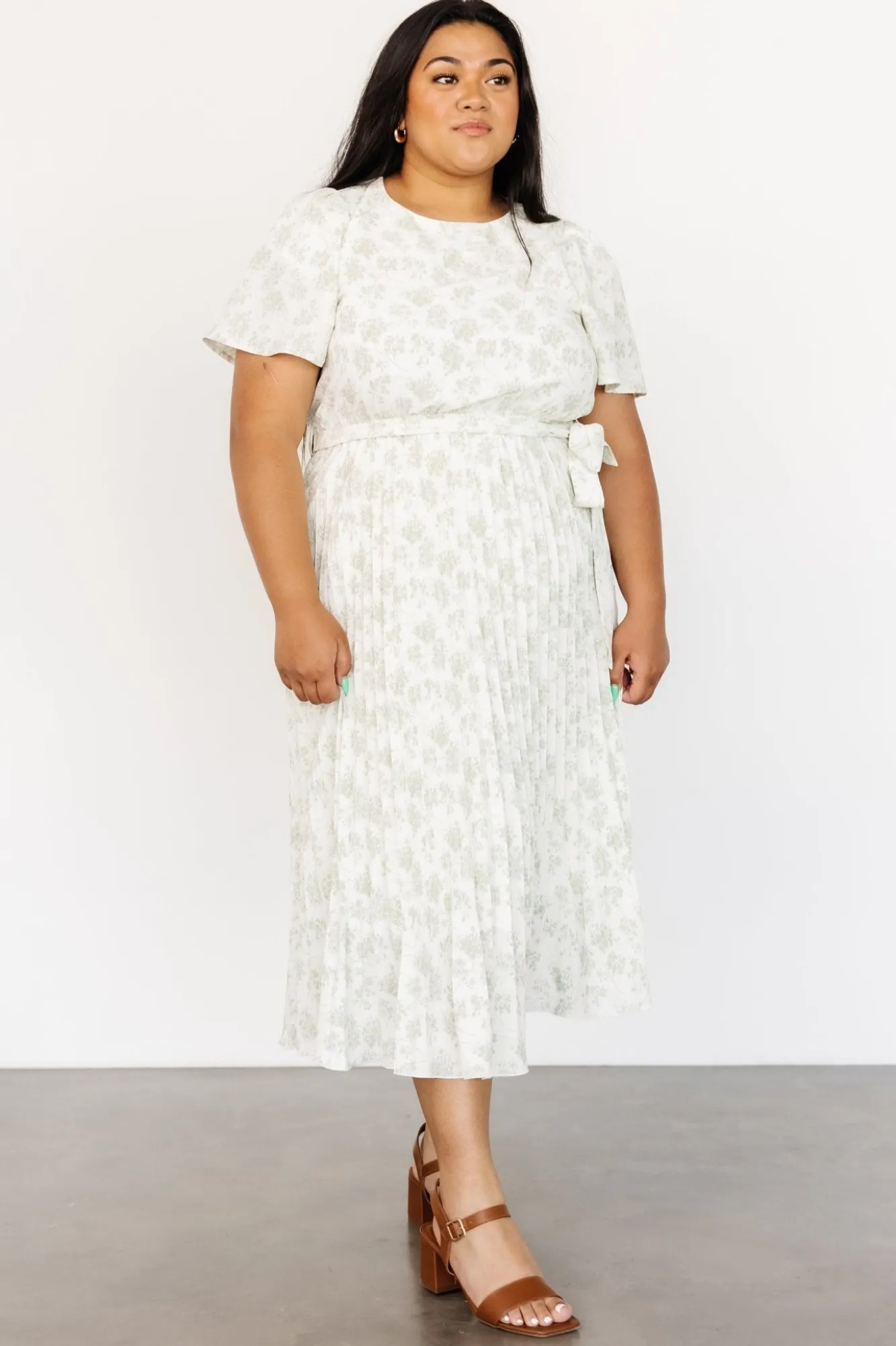 Baltic Born Prim Pleated Dress | Vintage Olive Print