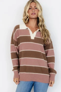 Baltic Born Priya Striped Sweater | Mauve + Mocha