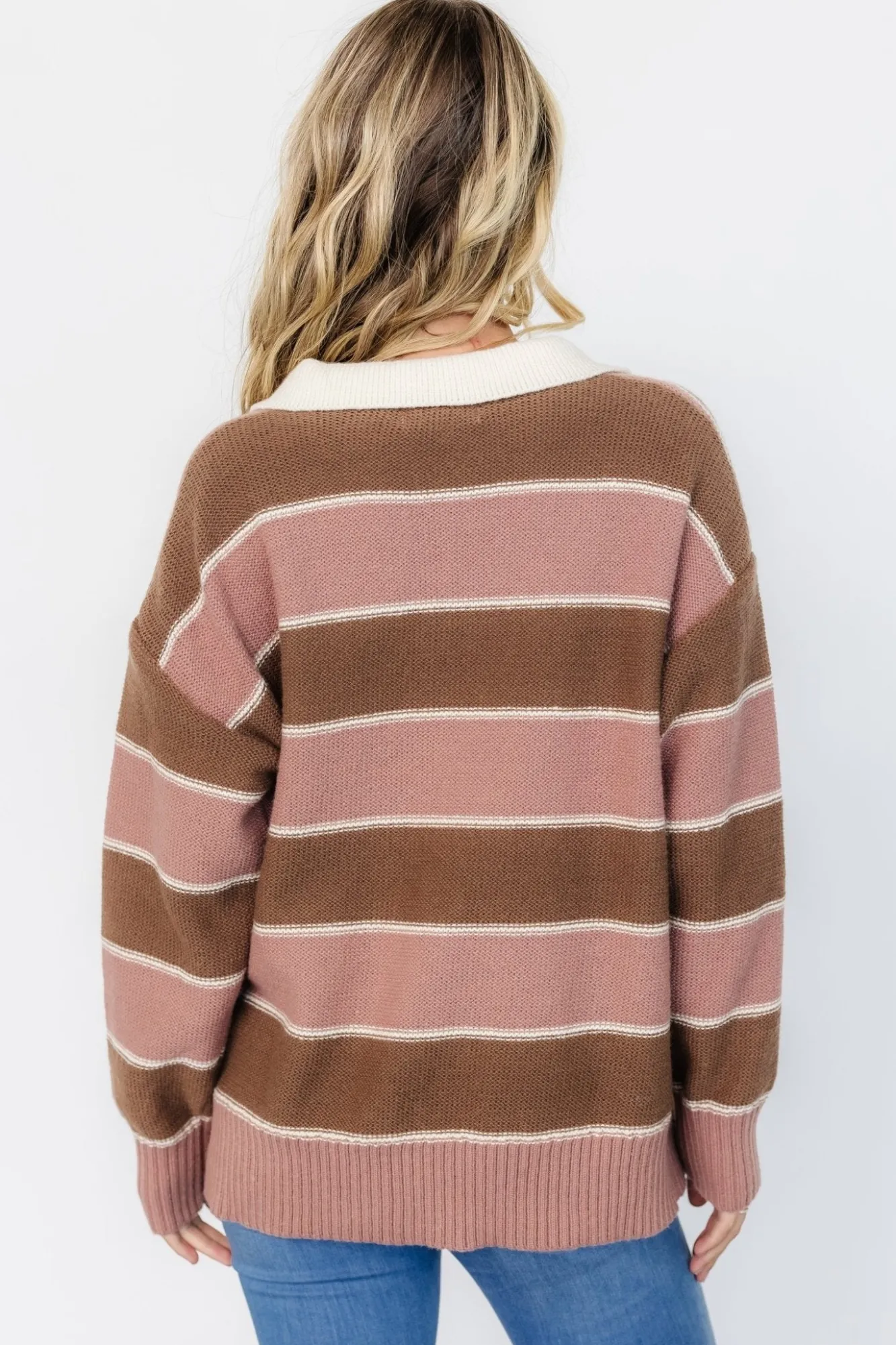 Baltic Born Priya Striped Sweater | Mauve + Mocha