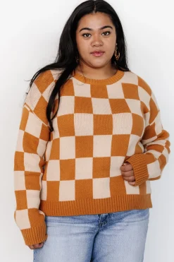 Baltic Born Quincy Checkered Sweater | Pumpkin Spice