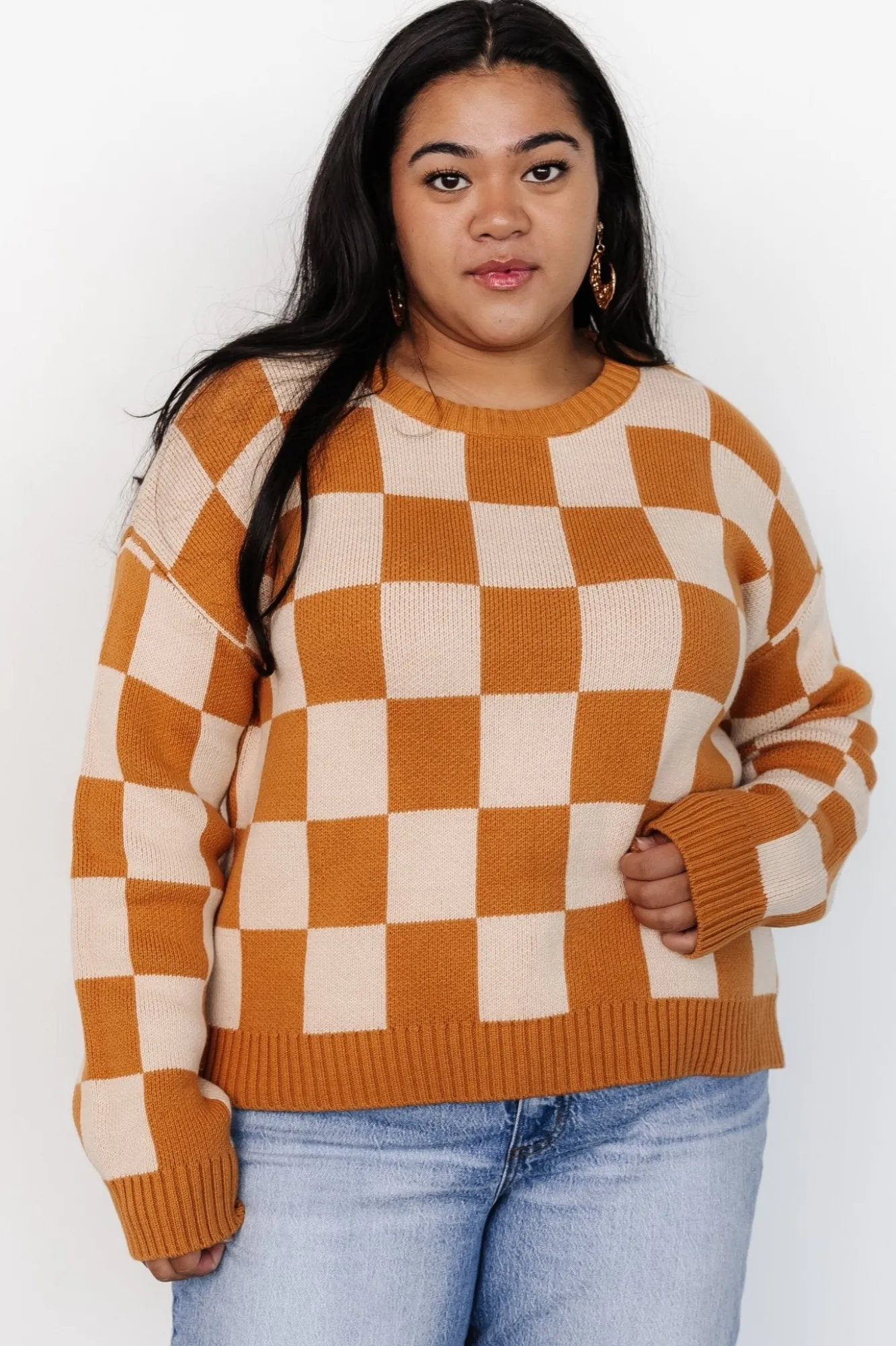 Baltic Born Quincy Checkered Sweater | Pumpkin Spice