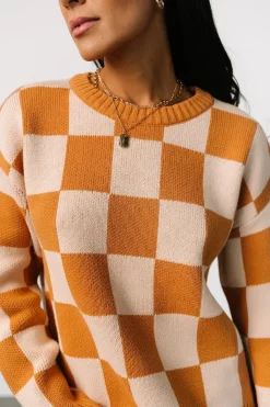 Baltic Born Quincy Checkered Sweater | Pumpkin Spice