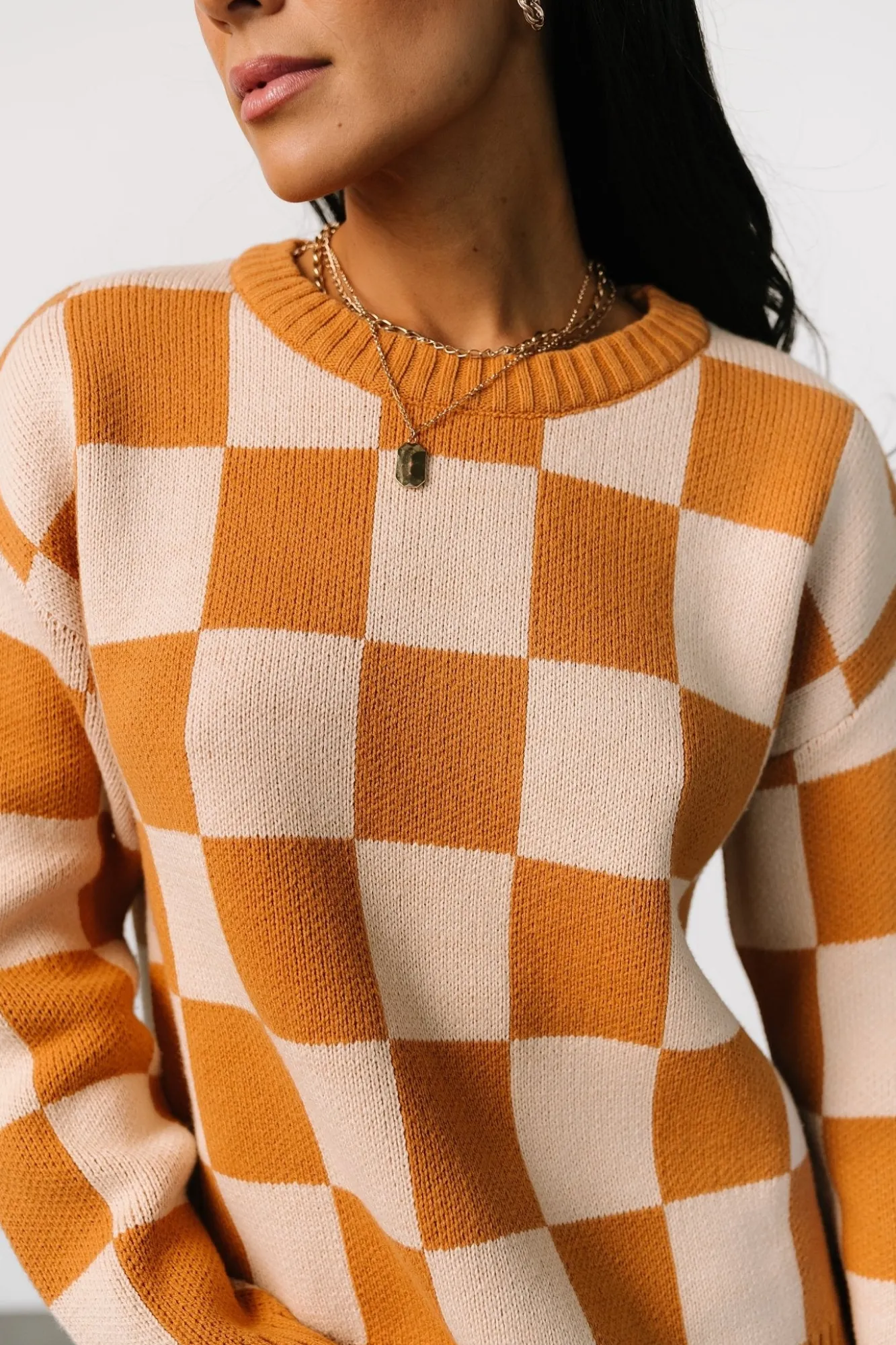Baltic Born Quincy Checkered Sweater | Pumpkin Spice
