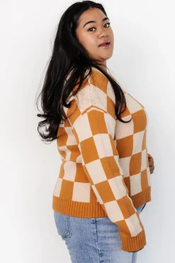 Baltic Born Quincy Checkered Sweater | Pumpkin Spice