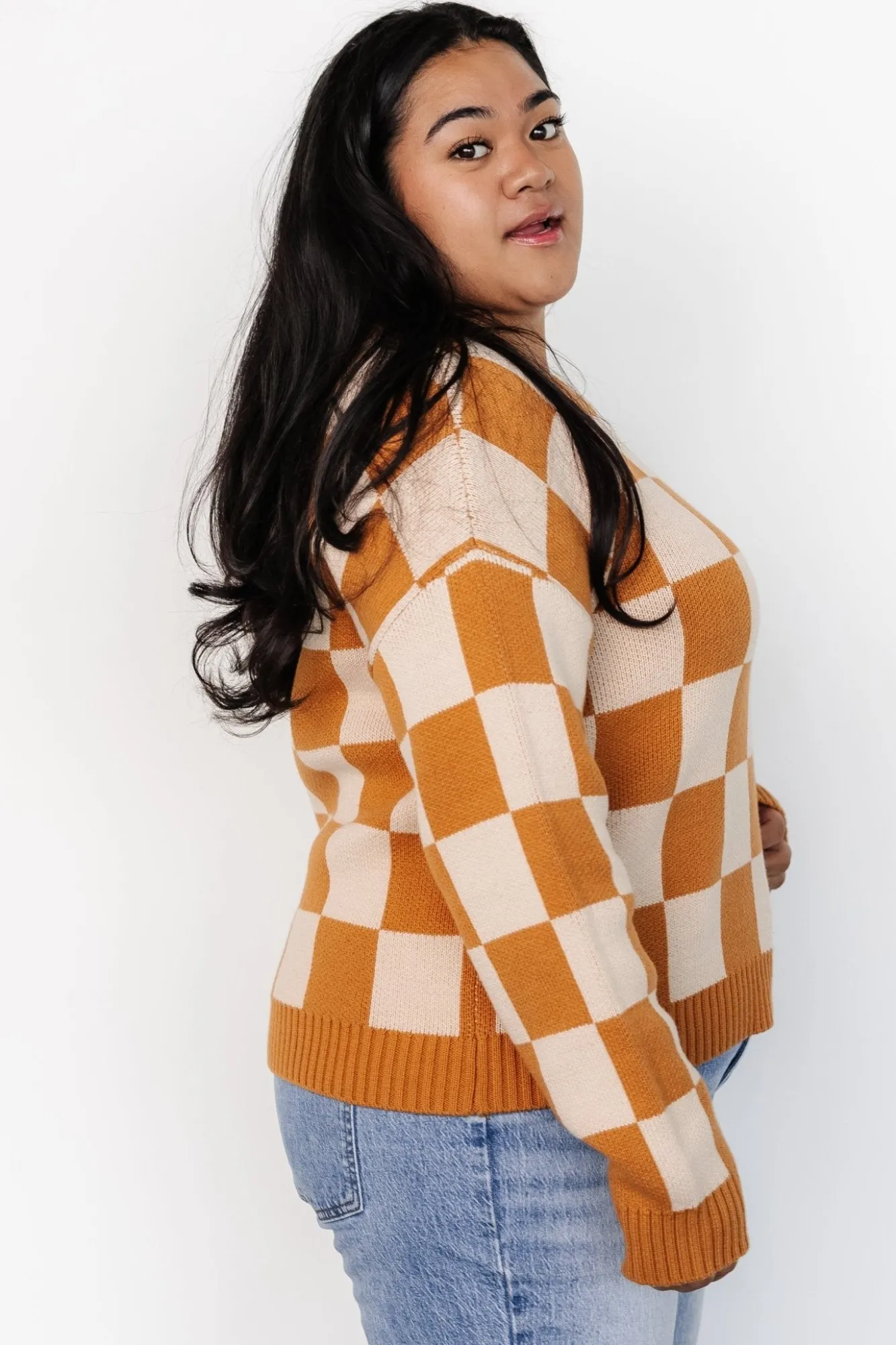 Baltic Born Quincy Checkered Sweater | Pumpkin Spice