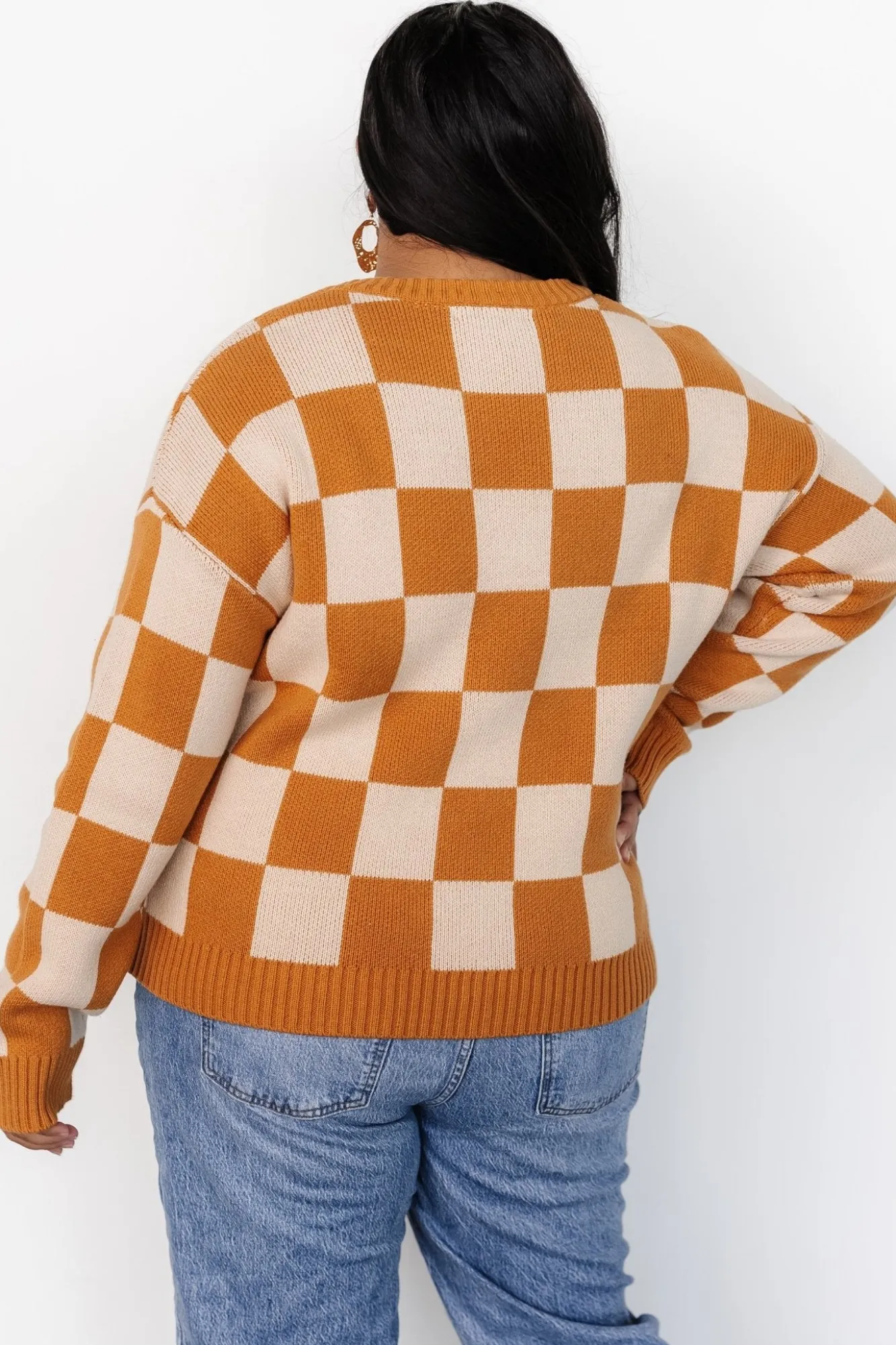 Baltic Born Quincy Checkered Sweater | Pumpkin Spice