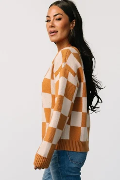 Baltic Born Quincy Checkered Sweater | Pumpkin Spice