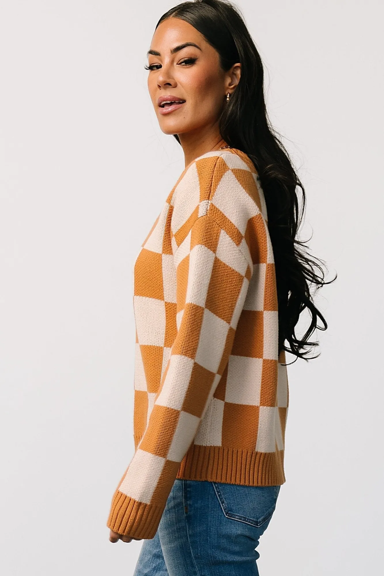 Baltic Born Quincy Checkered Sweater | Pumpkin Spice