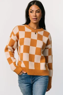 Baltic Born Quincy Checkered Sweater | Pumpkin Spice