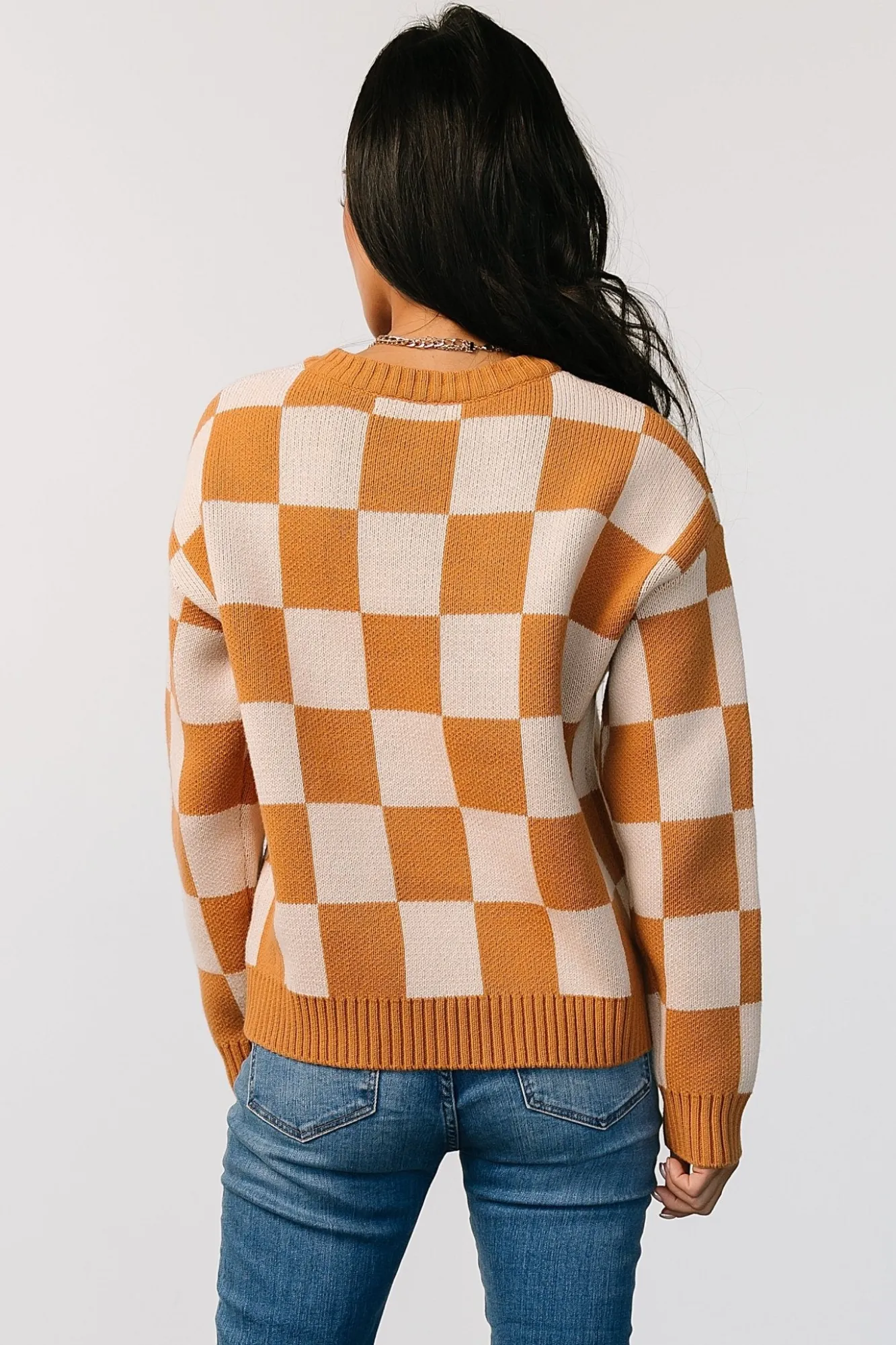 Baltic Born Quincy Checkered Sweater | Pumpkin Spice