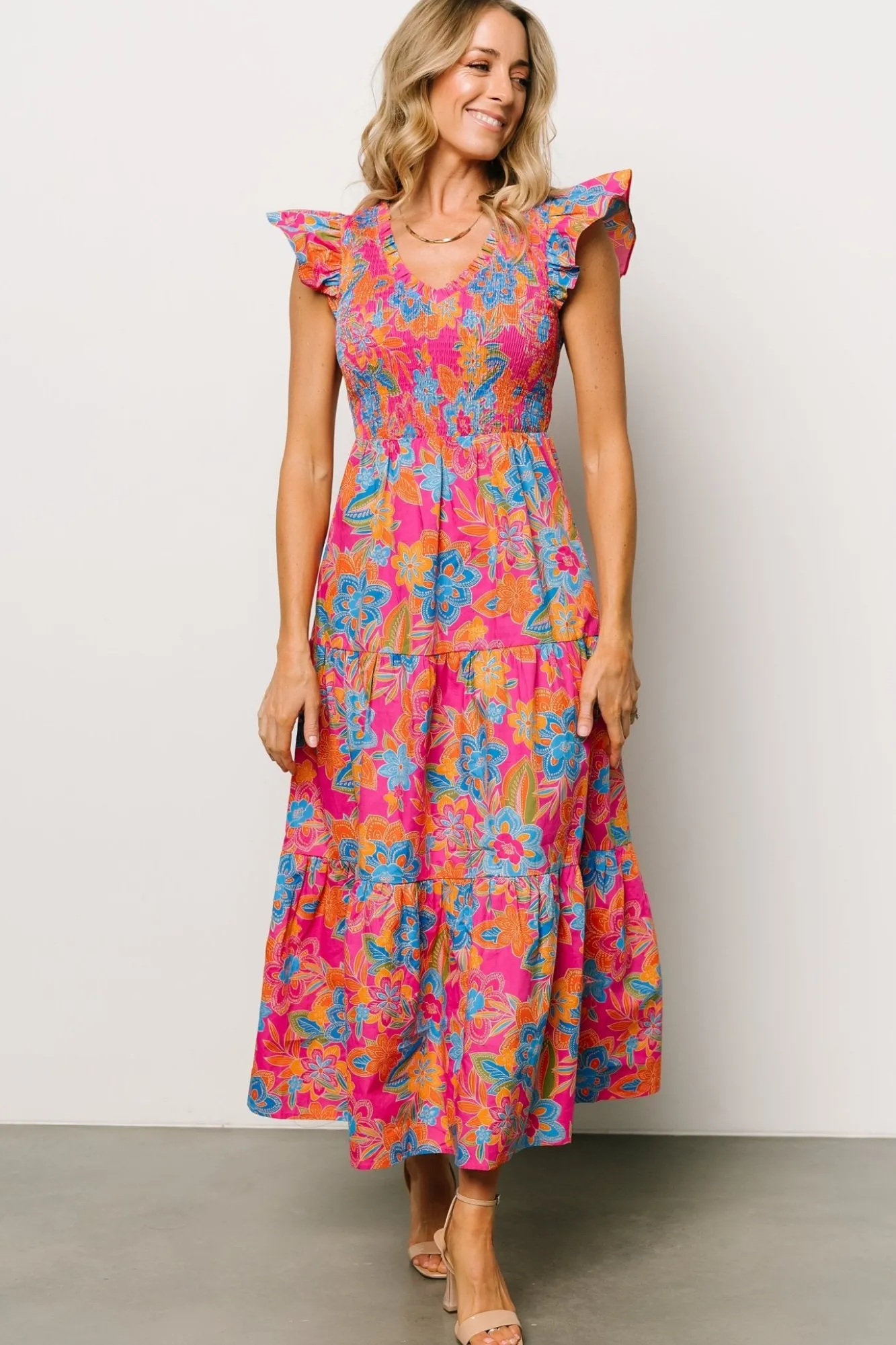Baltic Born Ranchero Smocked Maxi Dress | Pink Multi