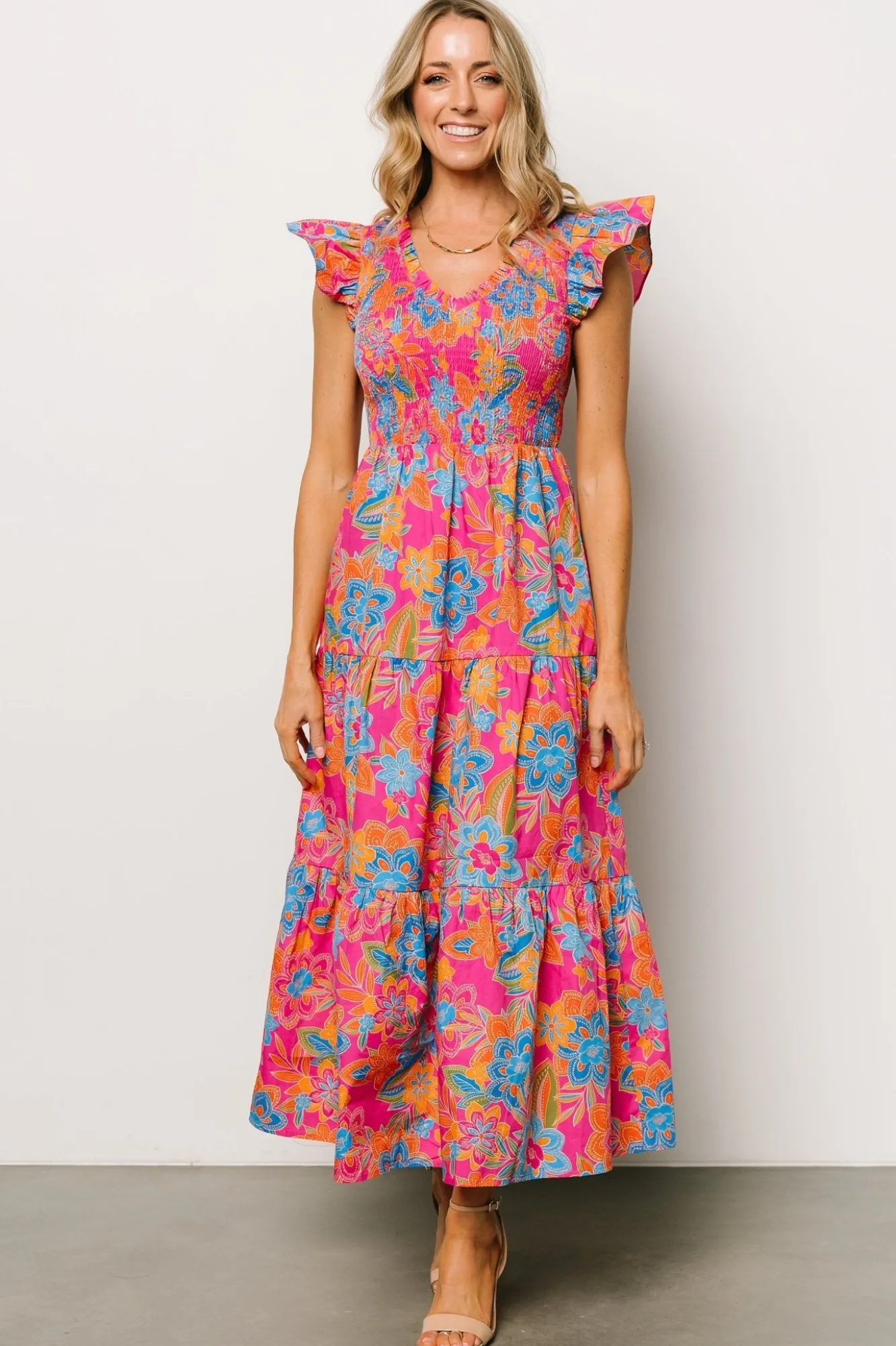 Baltic Born Ranchero Smocked Maxi Dress | Pink Multi