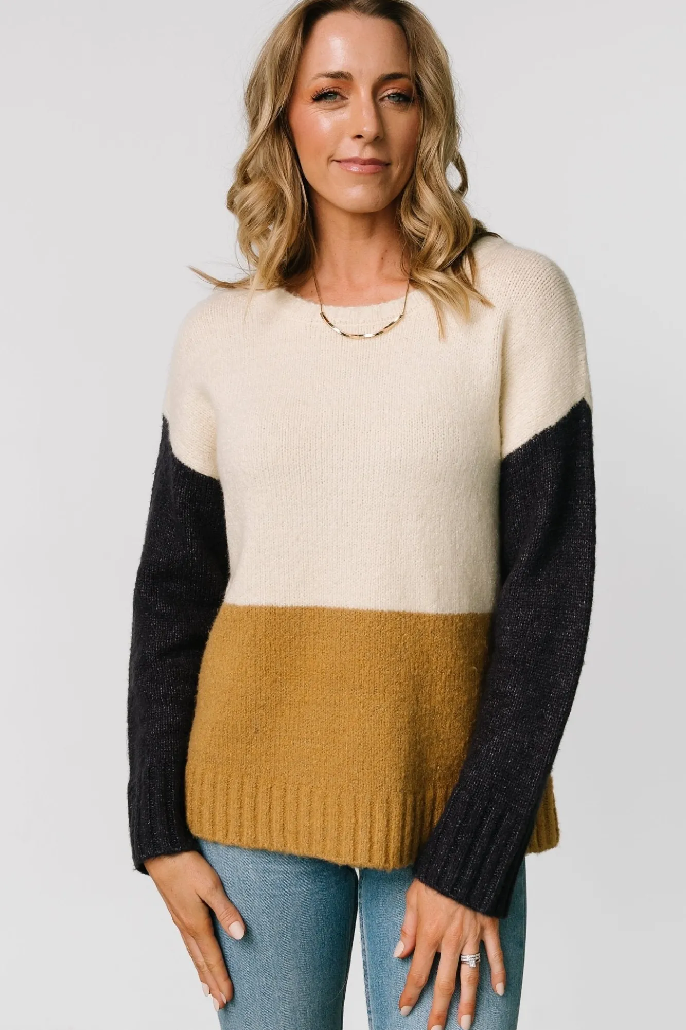 Baltic Born Randi Color Block Sweater | Cream + Navy