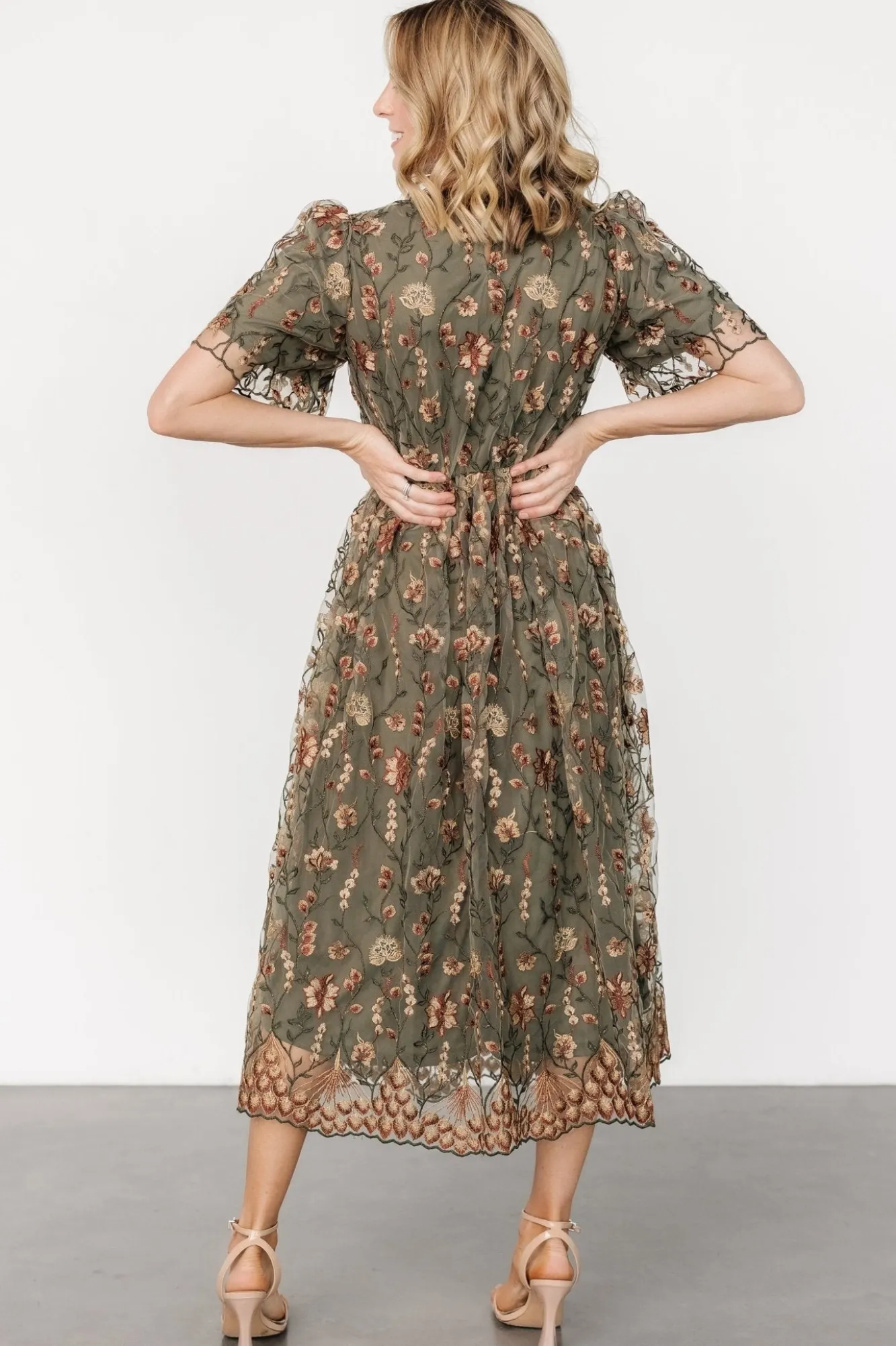 Baltic Born Ravenna Embroidered Dress | Olive Floral