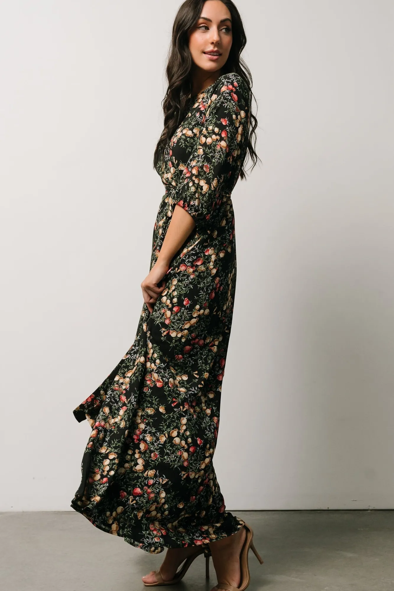 Baltic Born Rebecca Maxi Dress | Black Pomegranate Print