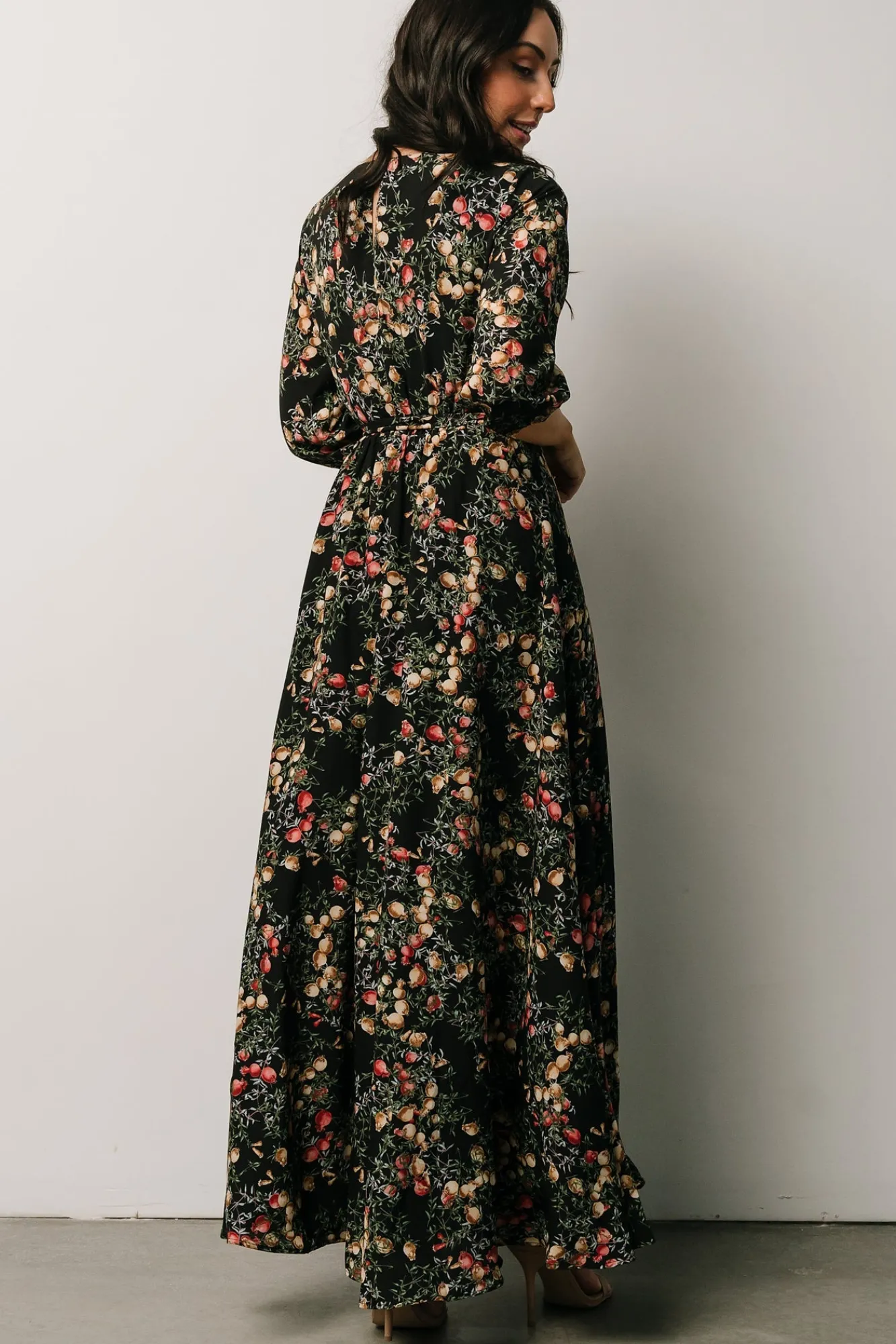 Baltic Born Rebecca Maxi Dress | Black Pomegranate Print
