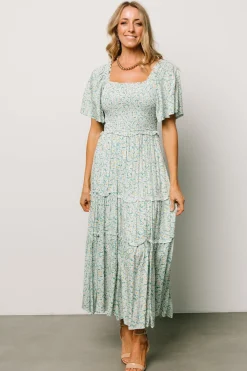 Baltic Born Regina Smocked Maxi Dress | Green Floral