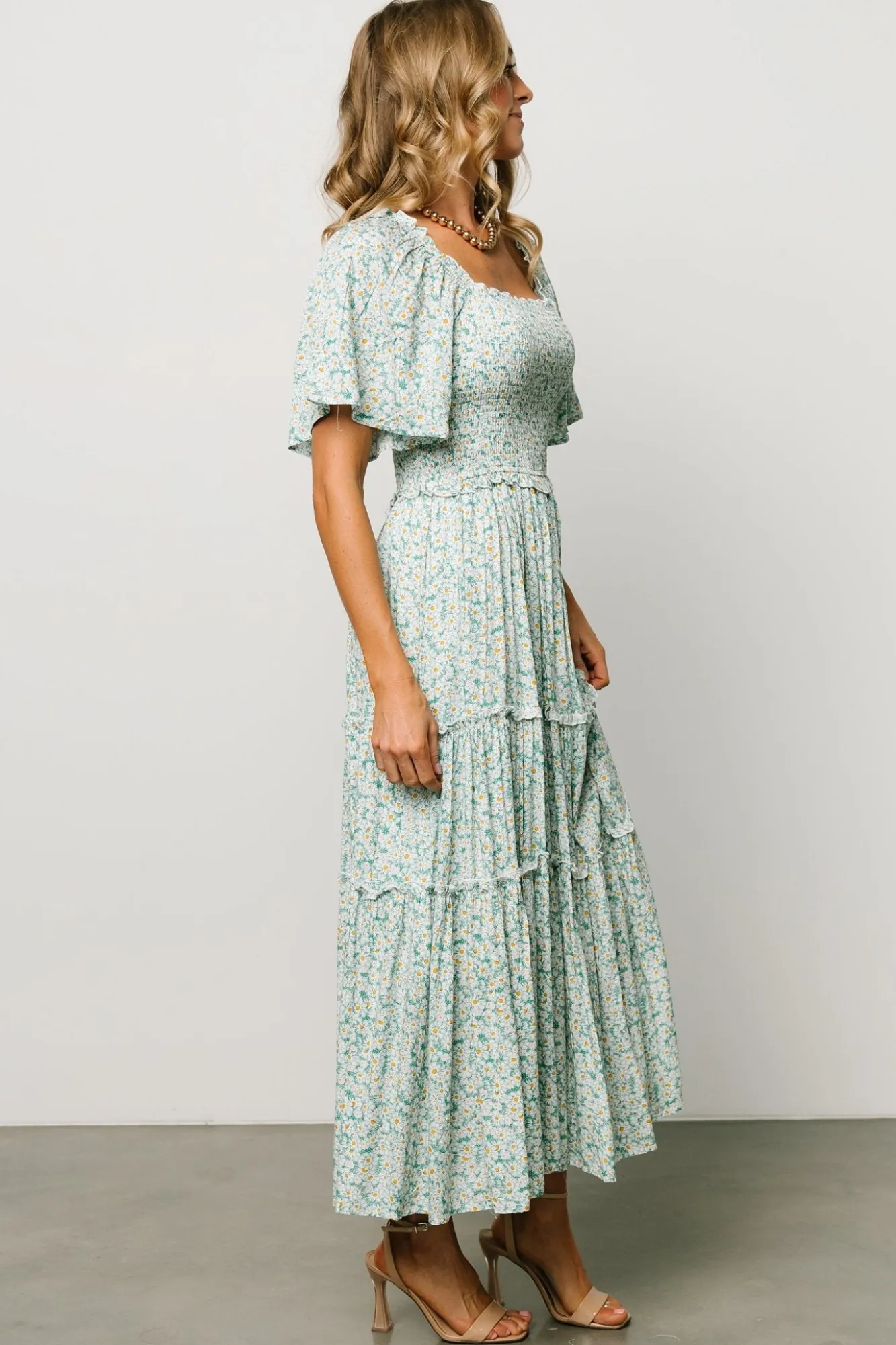 Baltic Born Regina Smocked Maxi Dress | Green Floral