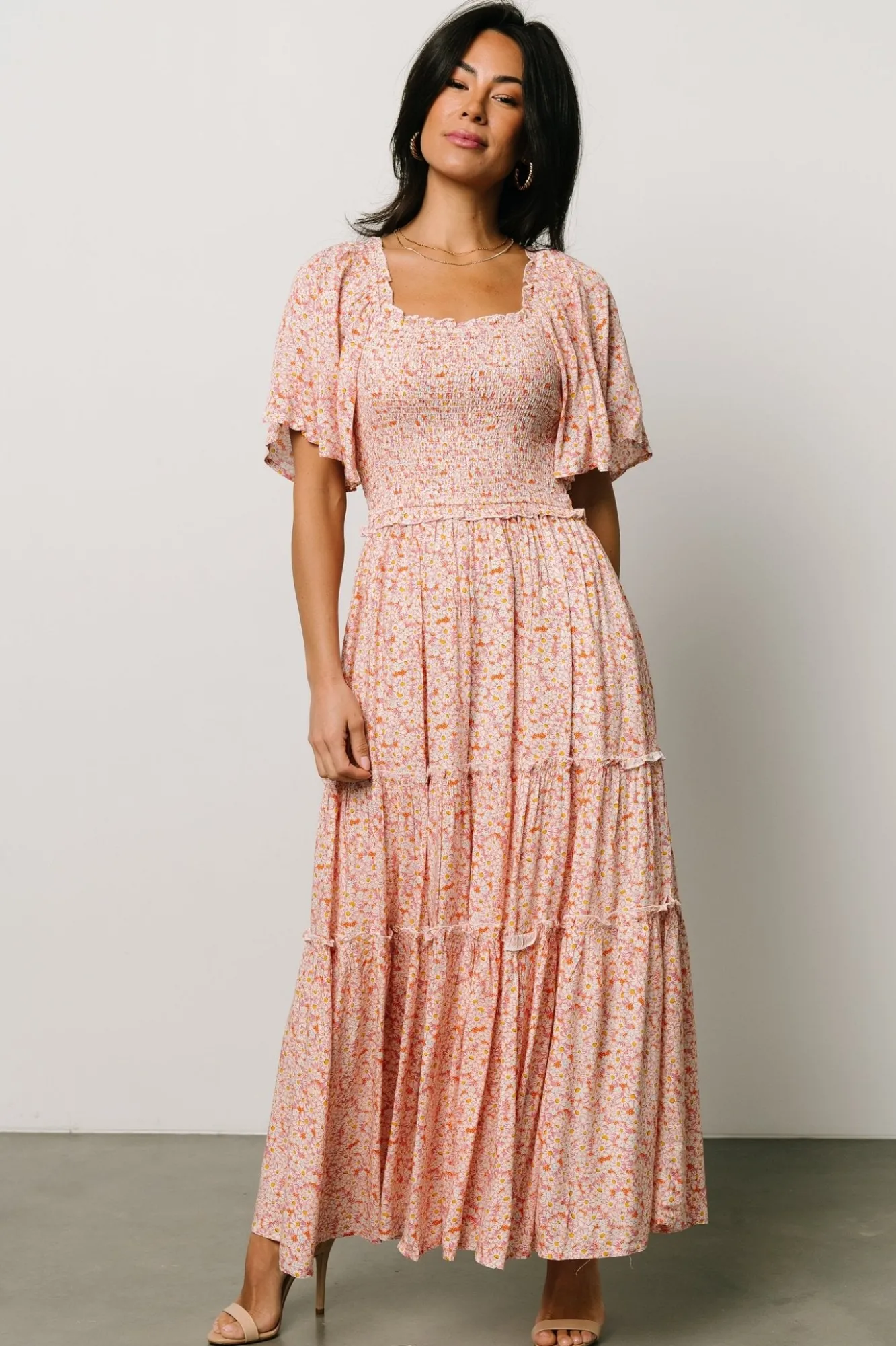 Baltic Born Regina Smocked Maxi Dress | Coral Floral