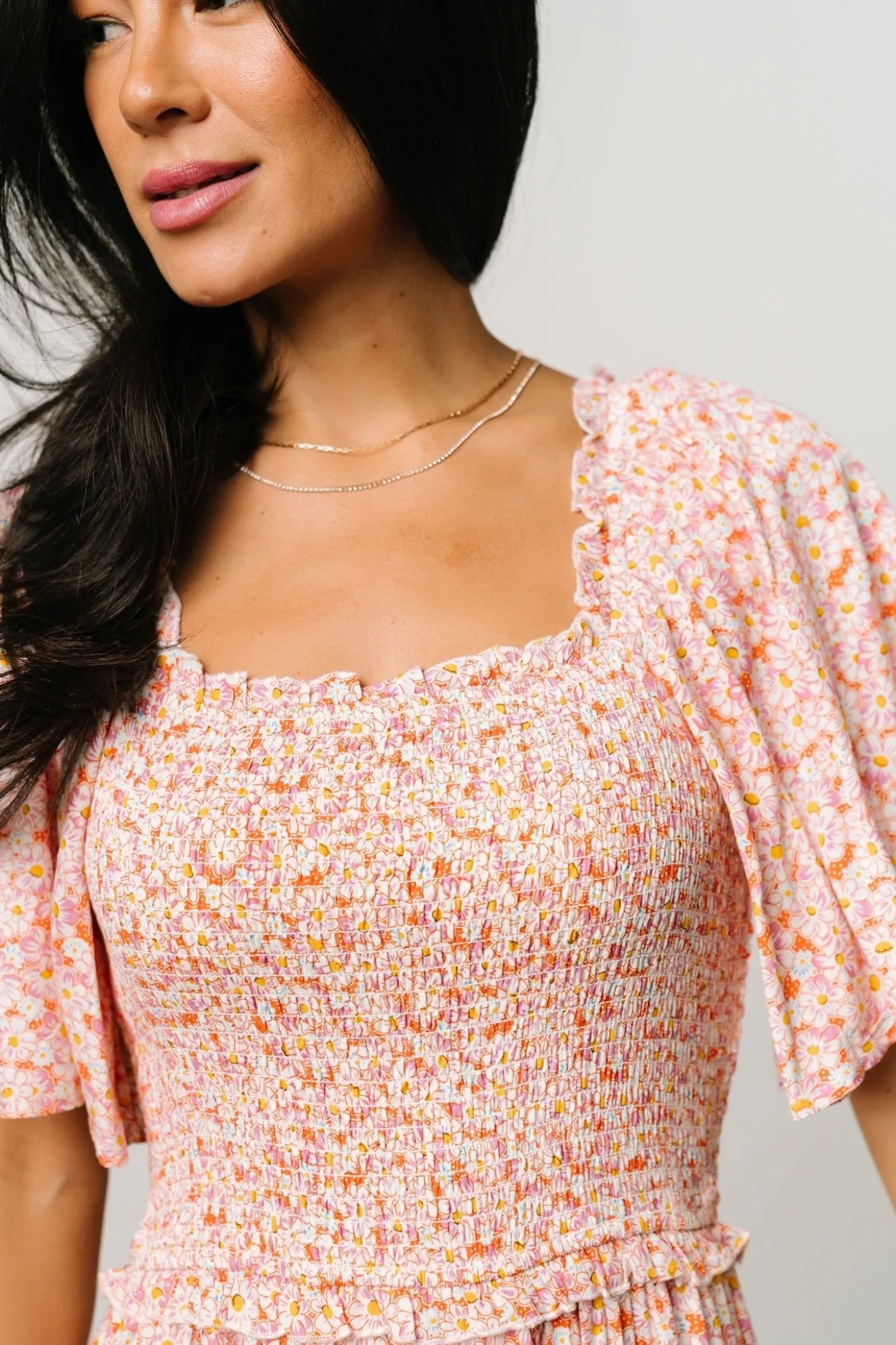 Baltic Born Regina Smocked Maxi Dress | Coral Floral
