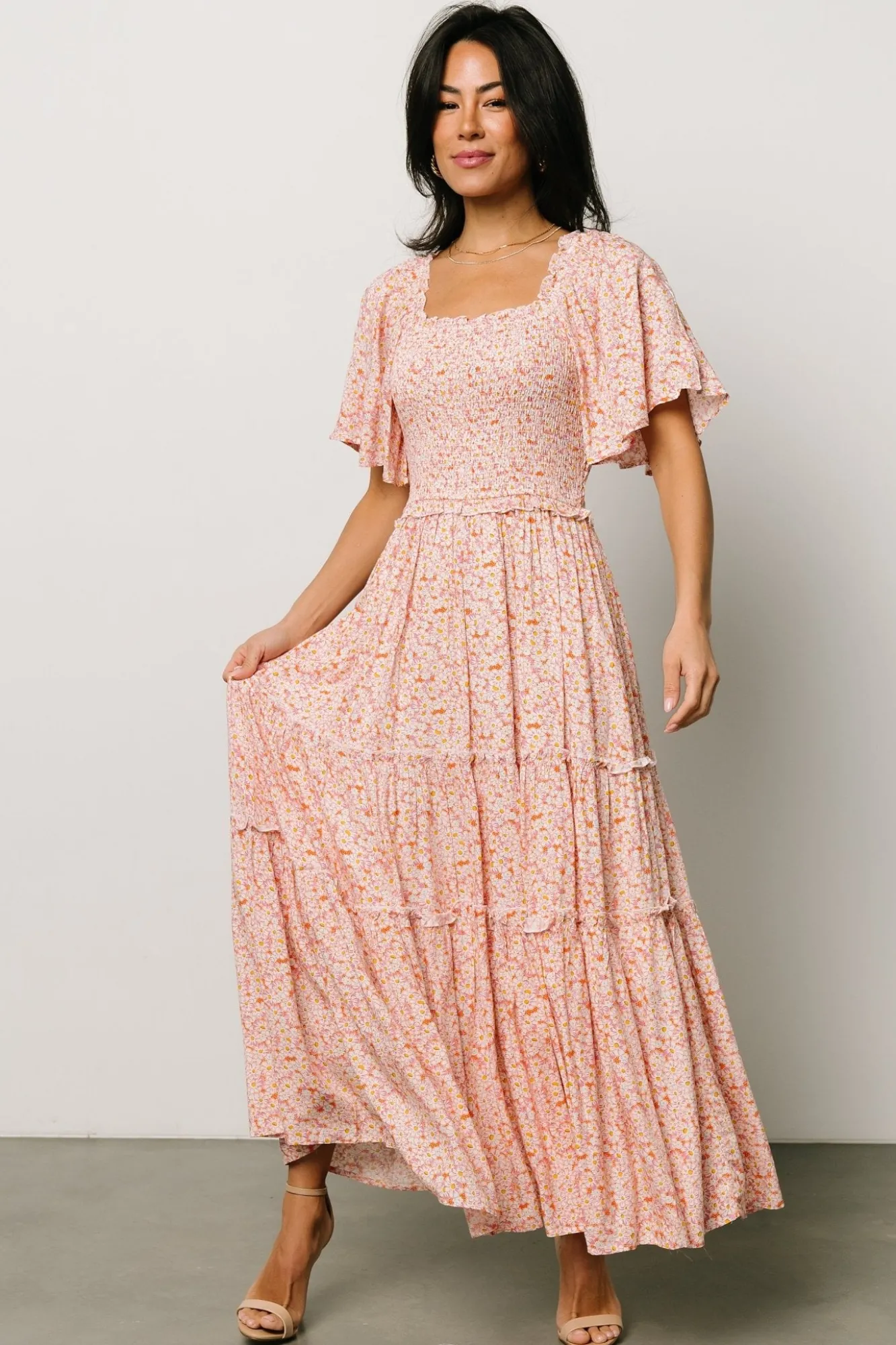 Baltic Born Regina Smocked Maxi Dress | Coral Floral