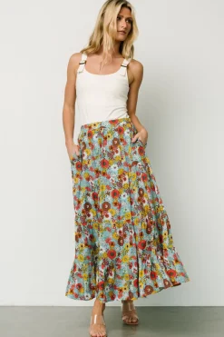 Baltic Born Reilly Maxi Skirt | Teal Flower Print