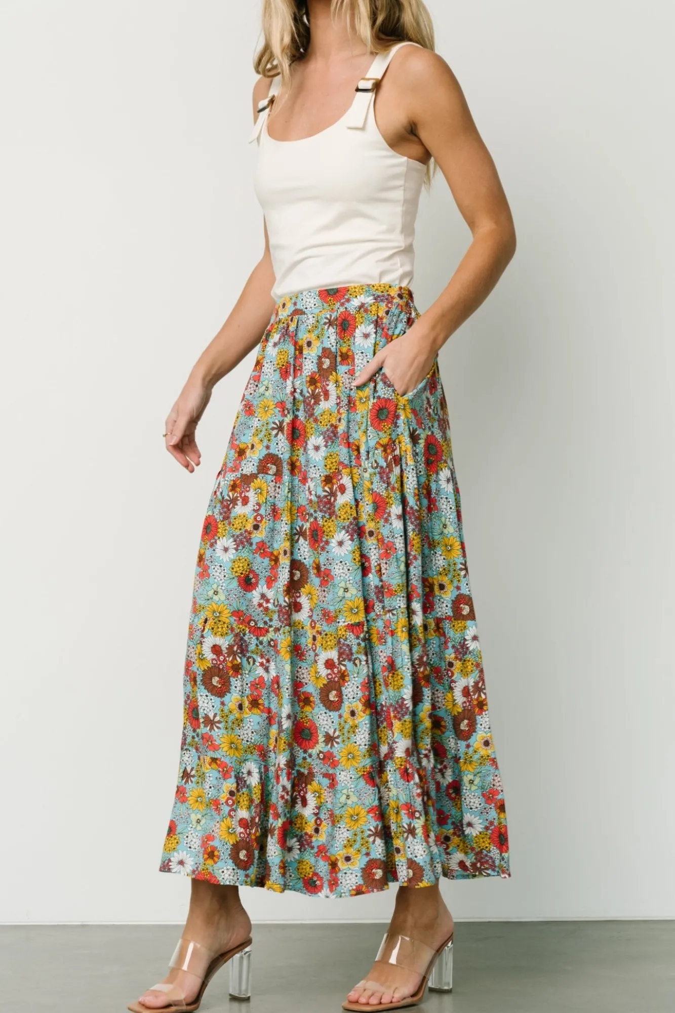Baltic Born Reilly Maxi Skirt | Teal Flower Print