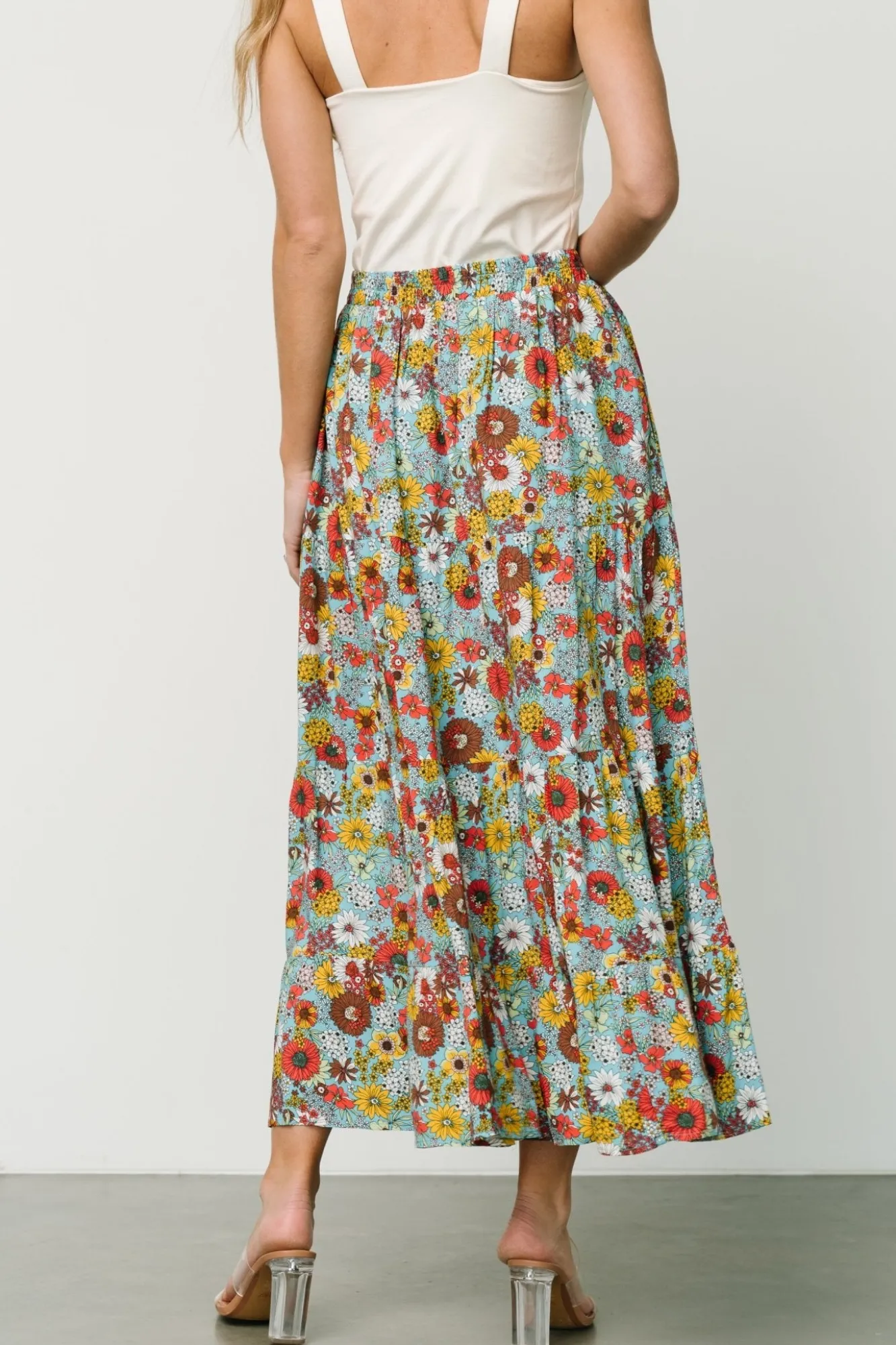 Baltic Born Reilly Maxi Skirt | Teal Flower Print