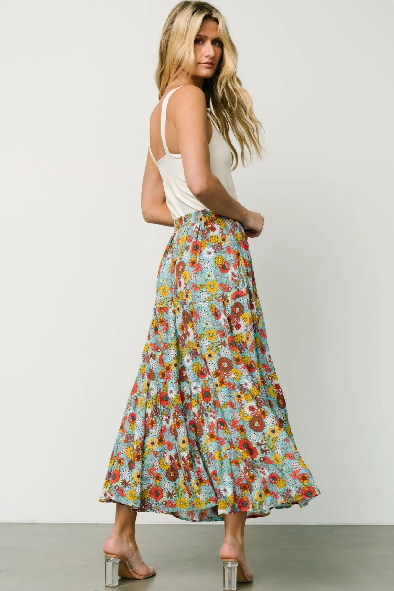Baltic Born Reilly Maxi Skirt | Teal Flower Print