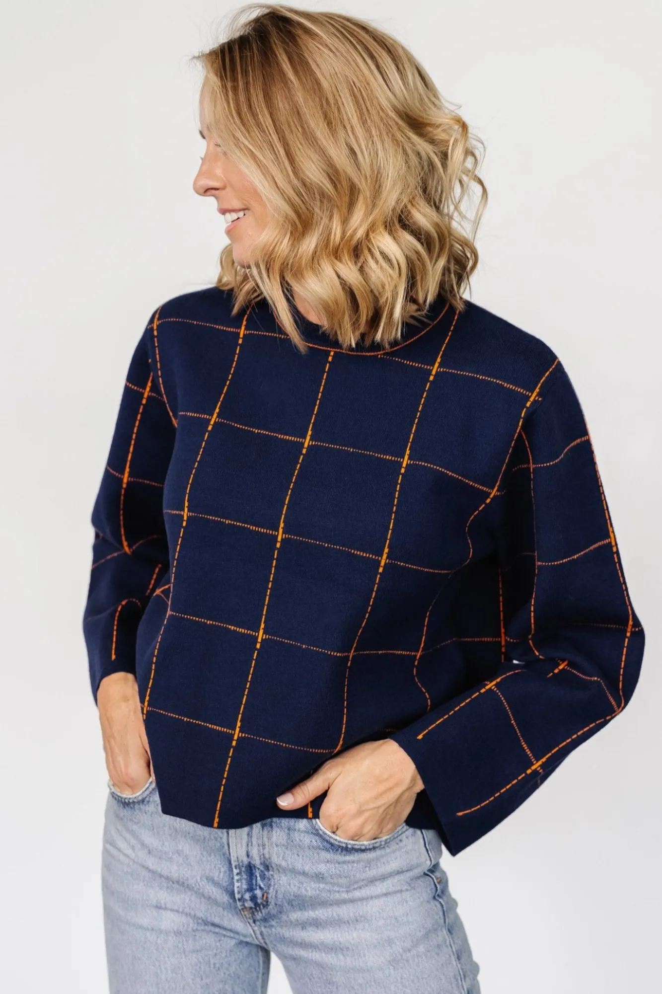 Baltic Born Remington Sweater | Navy + Orange