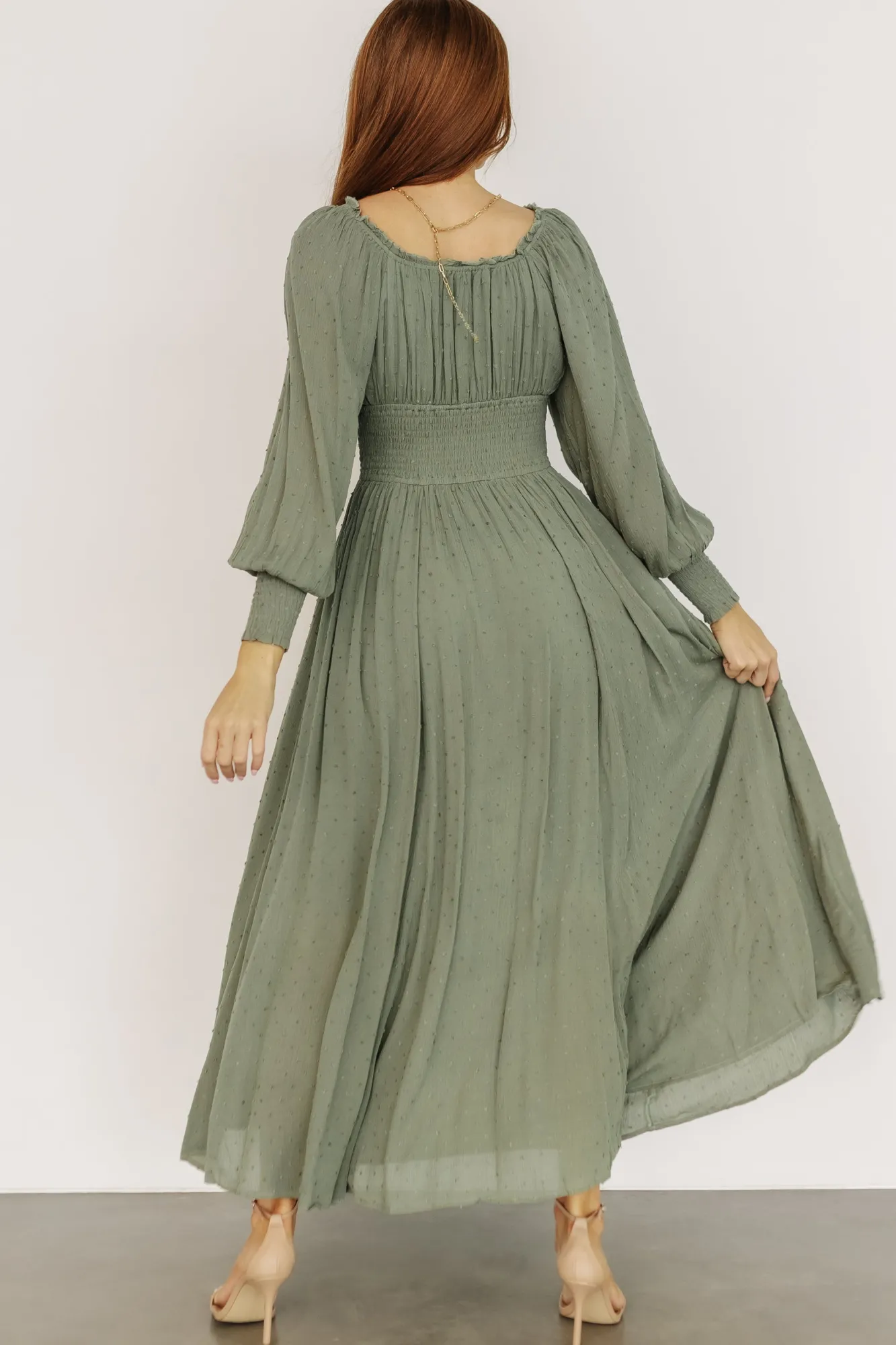 Baltic Born Renata Dot Maxi Dress | Dusty Olive
