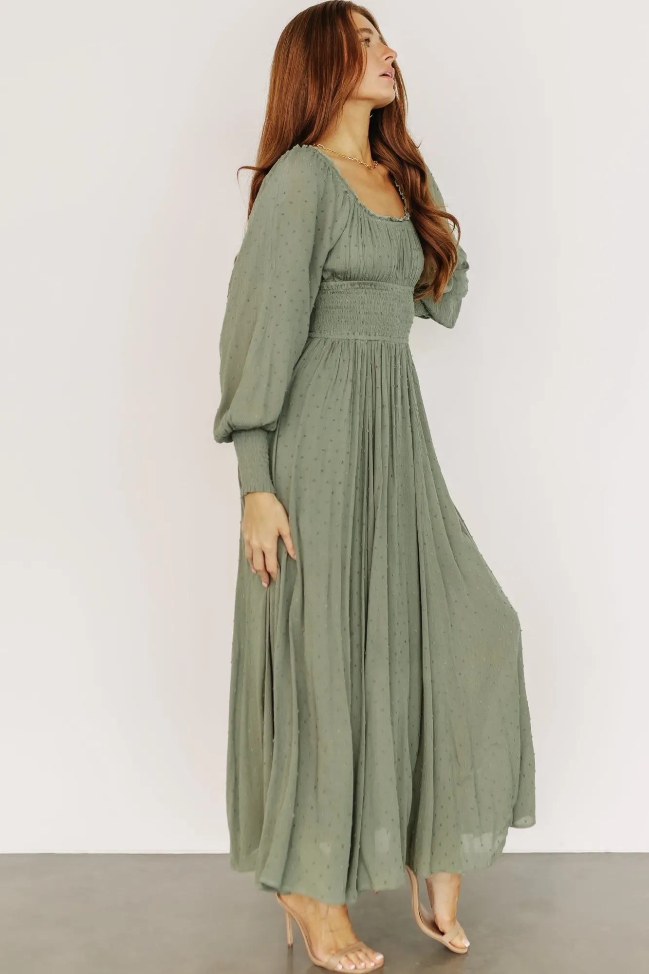 Baltic Born Renata Dot Maxi Dress | Dusty Olive