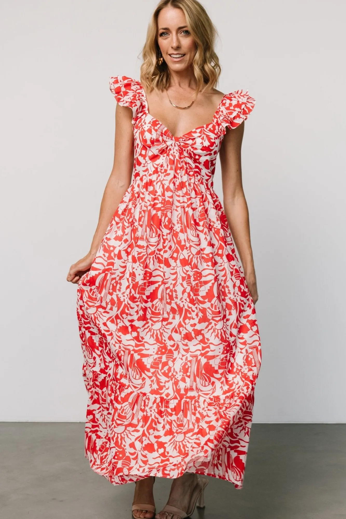 Baltic Born Renee Maxi Dress | White + Red